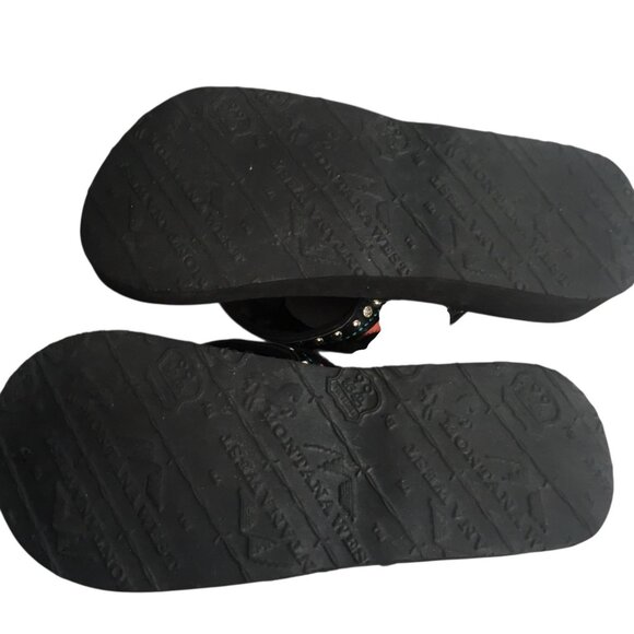 Montana West Shoes Womens Size 8 Black Wedge Flip Flop Sandals Rhinestone - Picture 4 of 10